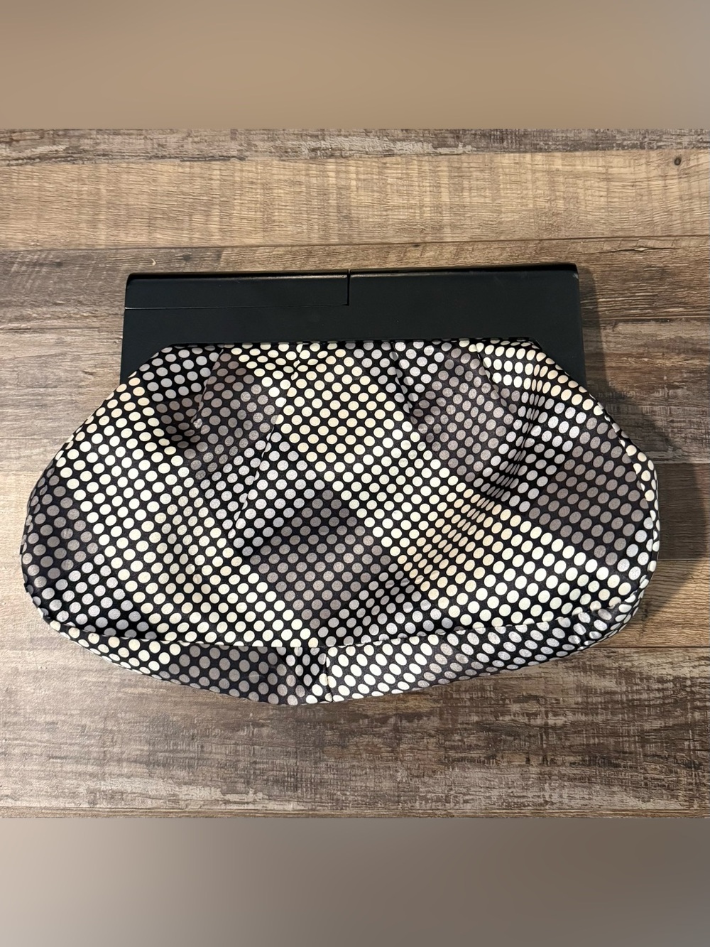 Nine West Clutch - Black, White, and Gray Polka Dot.